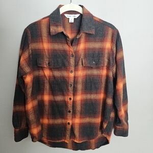 Old Navy The Boyfriend Flannel Shirt Womens XS Plaid Taylor Swift Evermore